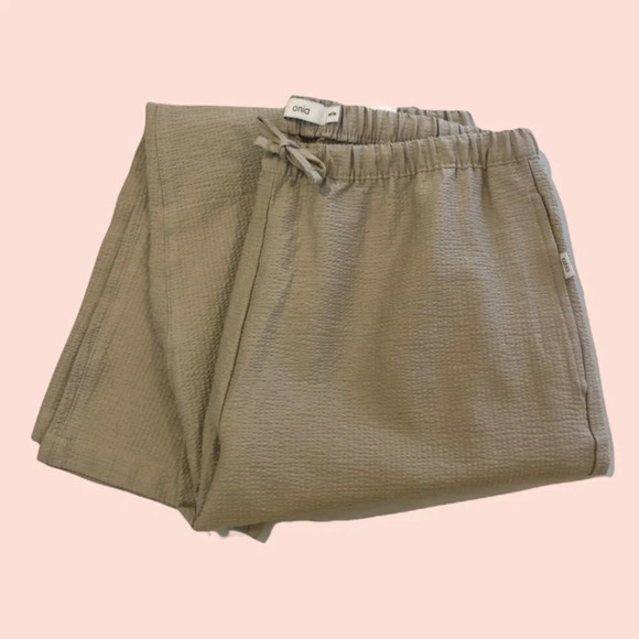 Onia Pants - NEW ONIA Seersucker Loose Fitting Drawstring Cream Beach Pants Women's Medium